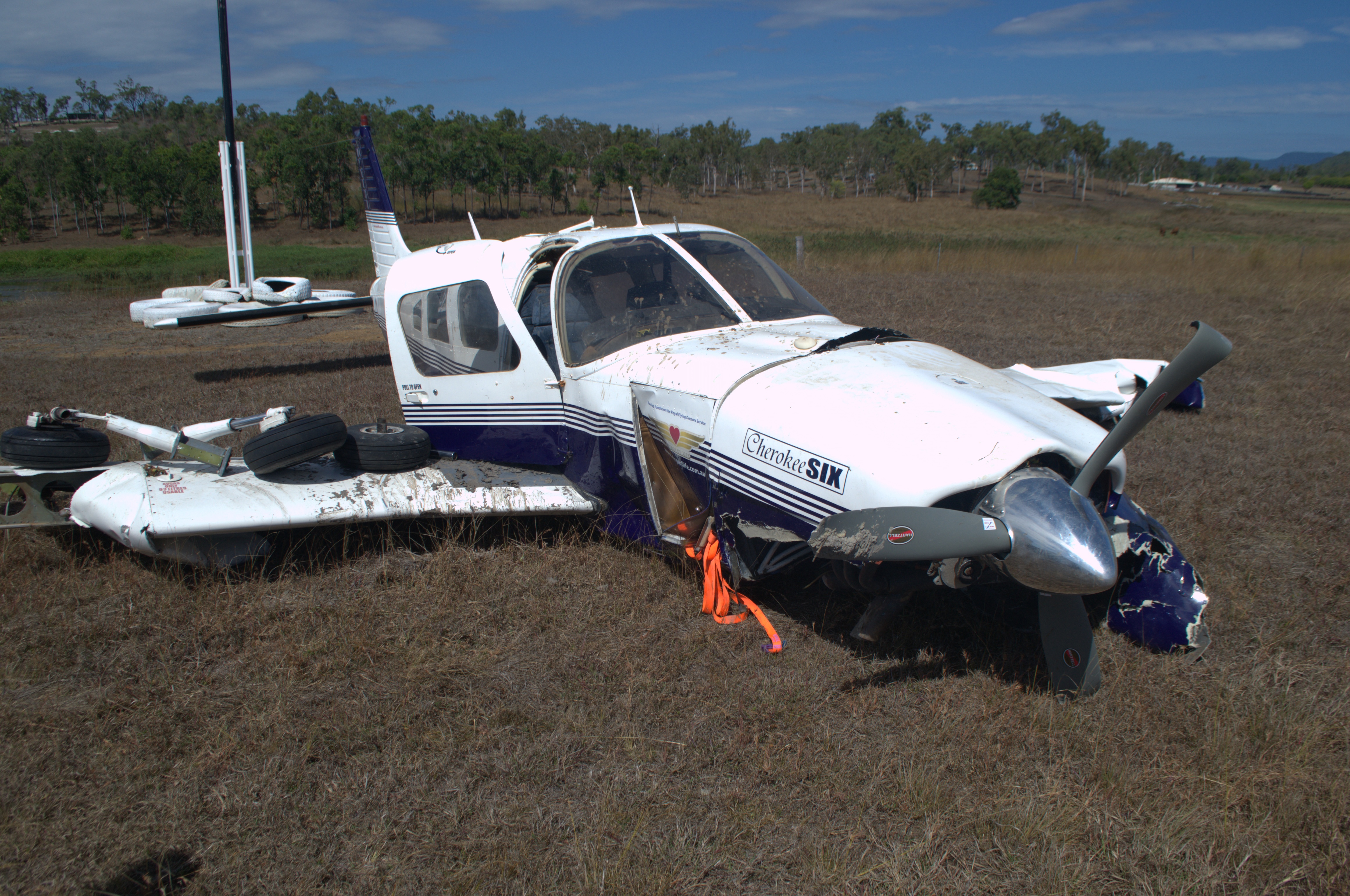 Figure 6: VH-BDG after retrieval from the lake. Passenger 2 (below) reported that the left wing crumpled during the ‘cartwheeling’ toward the lake. Note:Significant damage occurred during the retrieval process